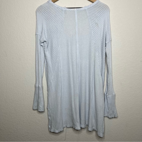 Free People Women‎ Waffle Knit Top Light Blue Small Long Sleeve Tunic Ventura - Picture 11 of 12